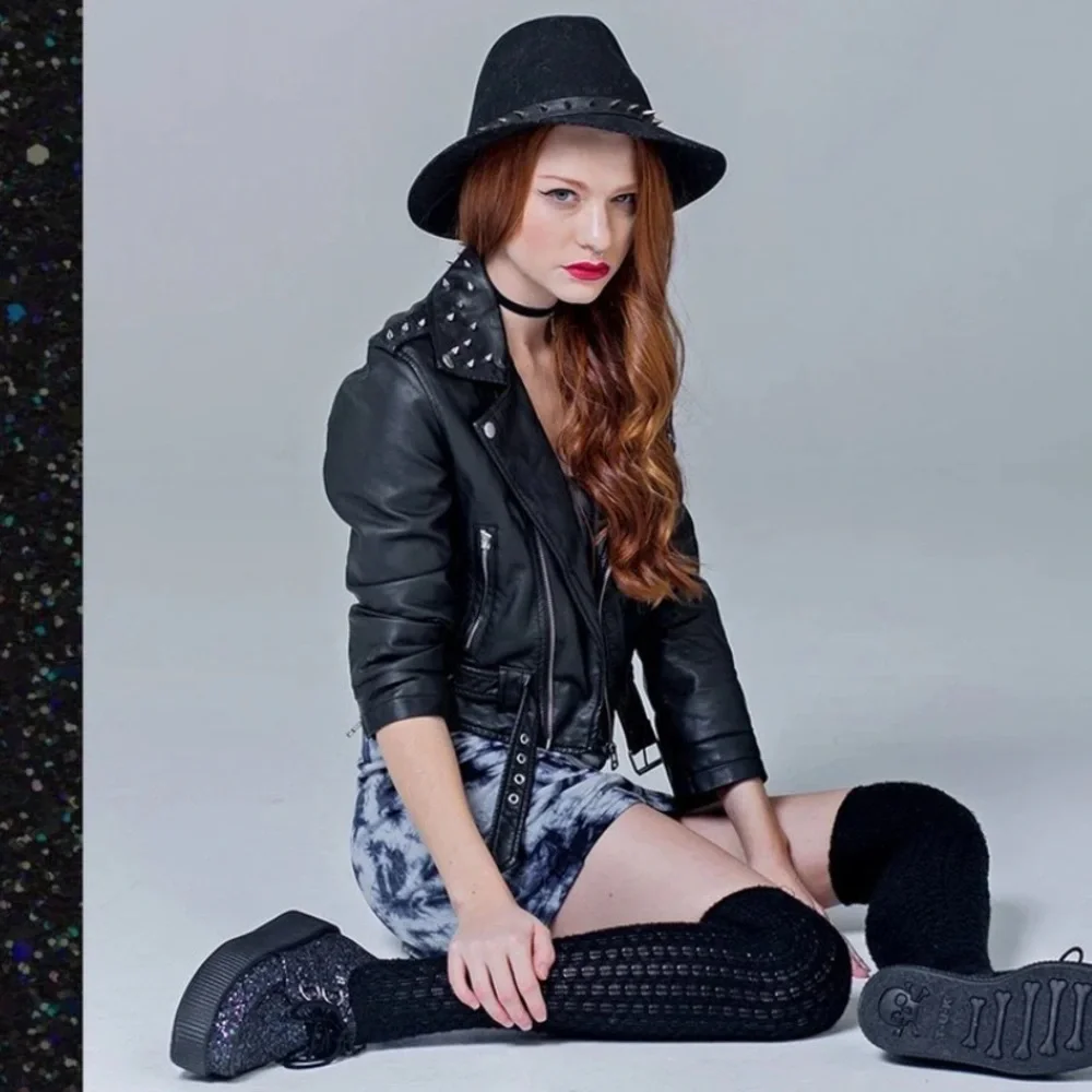 T.U.K BLACK JEWELS GLITTER VIVA MONDO CREEPERS US WMN 5 EU 36 NEW Dark Princess